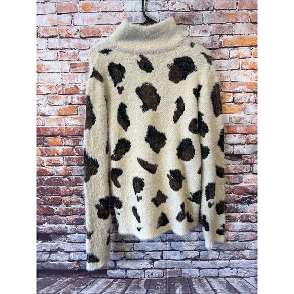 Entro cream animal print soft sweater 1/4 zip women’s size small NEW - Picture 6 of 6